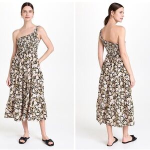 EUC En Saison Lou Lou one shoulder floral dress / black with flower print / XS
